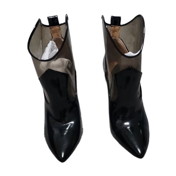 Jessica Simpson Black Patent Leather Pointed Toe Booties Size 6.5M NWOT - Picture 2 of 8